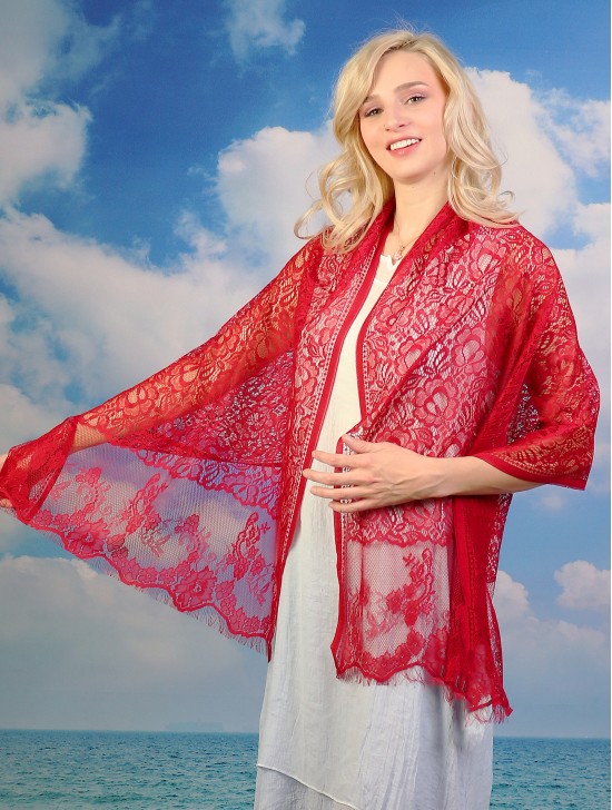 Flower Cut-Out Lace Design Scarf 